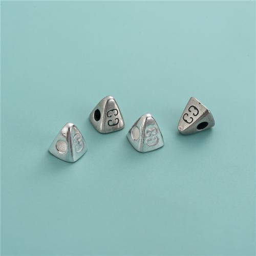 925 Sterling Silver Beads, Triangle, DIY, more colors for choice, 9.30x10mm, Hole:Approx 3.4mm, Sold By PC