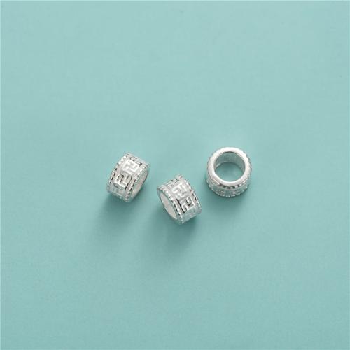 Spacer Beads Jóias, 925 de prata esterlina, DIY, prateado, 7.80x4.90mm, Buraco:Aprox 5.4mm, vendido por PC
