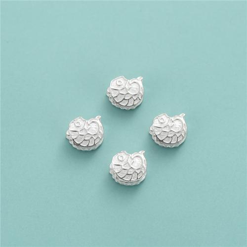 925 Sterling Silver Beads, Fish, DIY, silver color, 8.30x7.60mm, Hole:Approx 1.9mm, Sold By PC