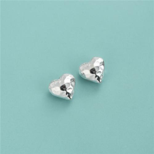 925 Sterling Silver Beads, Heart, DIY, silver color, 11.20x10.20mm, Hole:Approx 1.4mm, Sold By PC