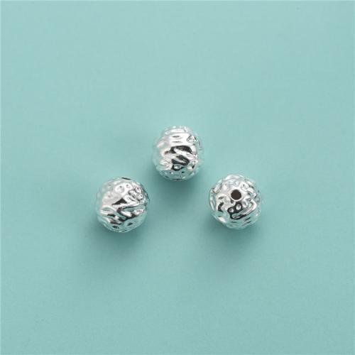 925 Sterling Silver Beads Round DIY silver color 9.70mm Approx 1.8mm Sold By PC
