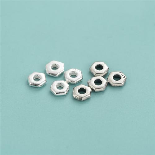 Gasket, 925 Sterling Silver, Hexagon, DIY, more colors for choice, 5.50x1.60mm, Hole:Approx 2.1mm, Sold By PC