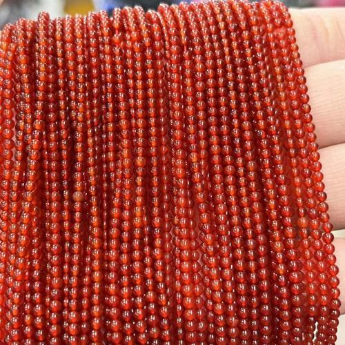 Natural Red Agate Beads Round DIY red Sold By Strand