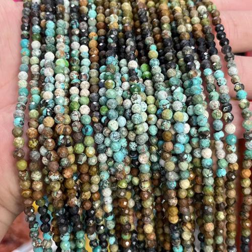 Perles turquoises, turquoise naturelle, Rond, DIY & normes différentes pour le choix & facettes, couleurs mélangées, Vendu par brin