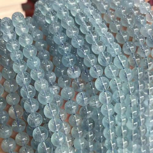 Gemstone Jewelry Beads Aquamarine Round DIY sea blue Sold By Strand