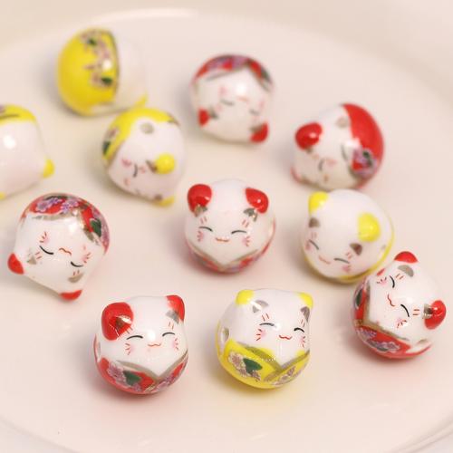 Spacer Beads Jewelry, Porcelain, Cat, DIY, more colors for choice, 14x15mm, Approx 100PCs/Bag, Sold By Bag