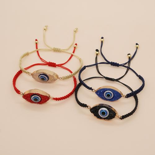 Evil Eye Jewelry Bracelet, Resin, with Knot Cord & Brass, gold color plated, Adjustable & fashion jewelry & Unisex, more colors for choice, Length:Approx 28 cm, Sold By PC