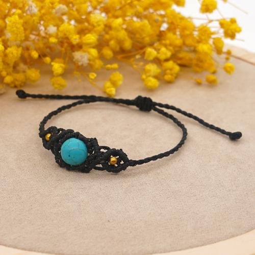 Gemstone Bracelets Natural Stone with Wax Cord Round Adjustable & fashion jewelry & Unisex Length Approx 28 cm Sold By PC