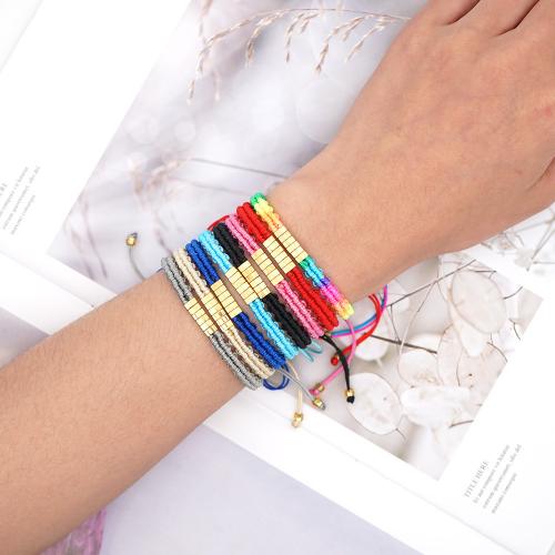 Glass Beads Bracelet, TILA Beads, with Cotton Thread, Rectangle, Adjustable & fashion jewelry & Unisex, more colors for choice, Length:Approx 28 cm, Sold By PC