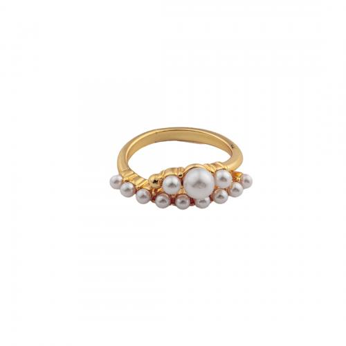 Brass Finger Ring, with Plastic Pearl, high quality plated, fashion jewelry & for woman, more colors for choice, nickel, lead & cadmium free, 25x23x2mm, Inner Diameter:Approx 18mm, Sold By PC