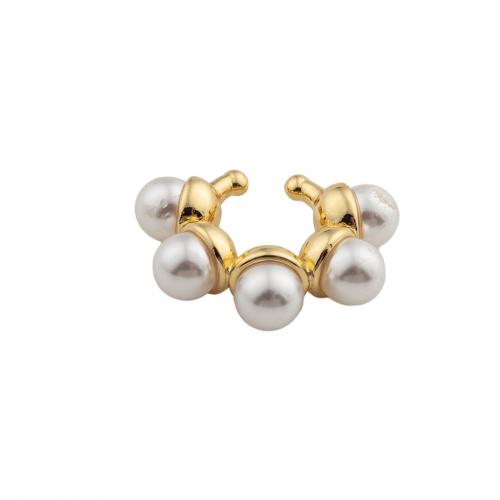 Messing Ohrring Clip, mit Kunststoff Perlen, hochwertige plattiert und nie verblassen, Modeschmuck & für Frau, keine, frei von Nickel, Blei & Kadmium, 23x28x10mm, verkauft von Paar