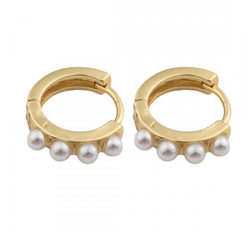 Brass Leverback Earring with Plastic Pearl high quality plated fashion jewelry & for woman nickel lead & cadmium free Sold By Pair