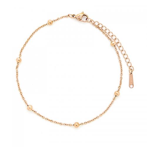 Fashion Jewelry Anklet Titanium Steel with 1.97inch extender chain rose gold color plated for woman nickel lead & cadmium free Length Approx 8.66 Inch Sold By PC