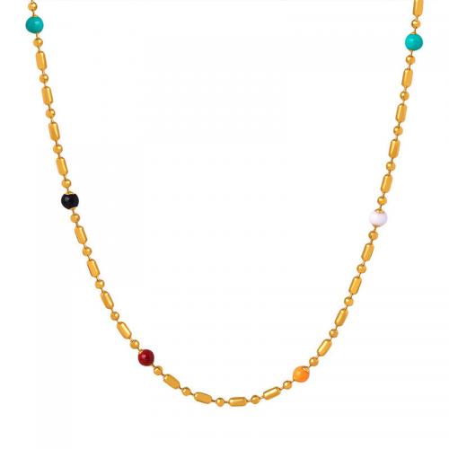 Titanstahl Halskette, mit Emaille, mit Verlängerungskettchen von 1.97inch, Modeschmuck & für Frau, goldfarben, Länge:ca. 15.75 ZollInch, verkauft von PC
