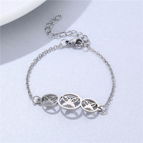Stainless Steel Jewelry Bracelet 304 Stainless Steel Butterfly polished for woman Length Approx 18 cm Sold By PC