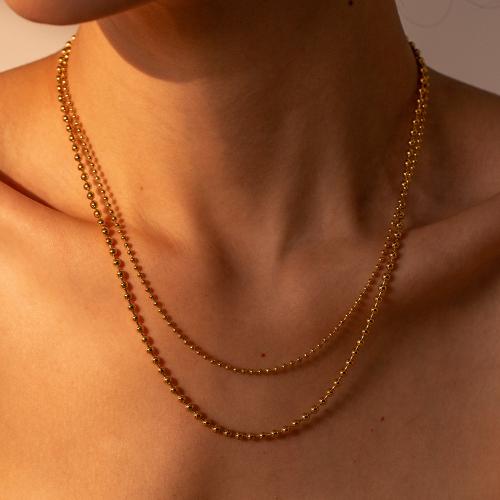Nerezová ocel šperky náhrdelník, 304 Stainless Steel, Dvojitá vrstva & módní šperky, zlatý, Prodáno By PC