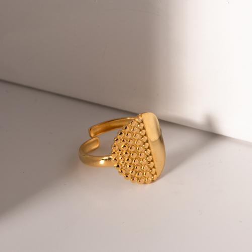 Anel de dedo de aço inoxidável, Aço inoxidável 304, Roda, banhado, joias de moda, dourado, Ring inner diameter:1.78cm, vendido por PC
