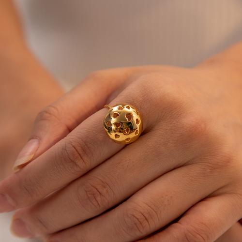 Anel de dedo de aço inoxidável, Aço inoxidável 304, Roda, banhado, joias de moda, dourado, Ring inner diameter:1.73cm, vendido por PC