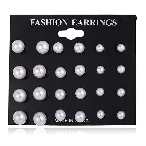 Zinc Alloy Stud Earring with Plastic Pearl stoving varnish 12 pieces & for woman nickel lead & cadmium free Sold By Set