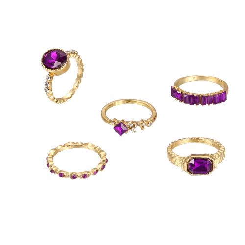 Zinc Alloy Ring Set with Crystal 5 pieces & fashion jewelry & for woman nickel lead & cadmium free Sold By Set