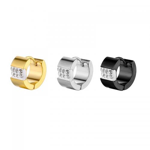 Rustfrit stål Lever Tilbage Earring, 316L Stainless Steel, poleret, Unisex & Micro Pave cubic zirconia, flere farver til valg, Solgt af PC