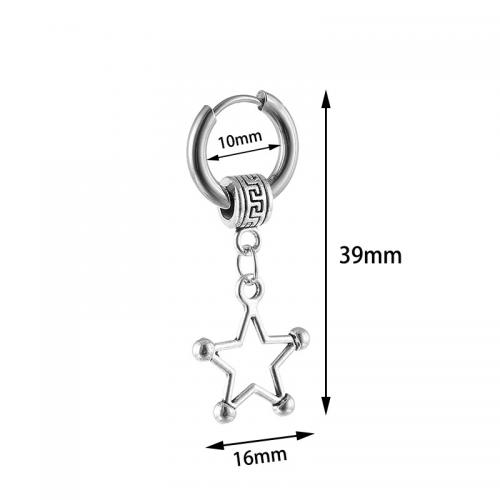 Huggie Hoop Drop Earring 316L Stainless Steel Star polished Unisex Sold By PC
