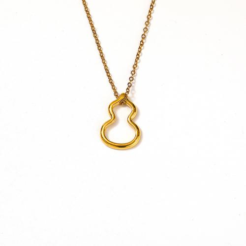 Titanstahl Halskette, mit Verlängerungskettchen von 5CM, Kalebasse, für Frau, goldfarben, Länge:ca. 45 cm, verkauft von PC