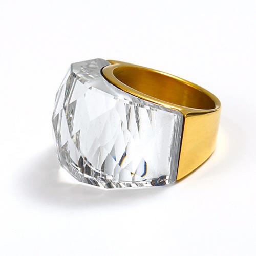 Titantium Steel prst prsten, Titanium ocel, s Drahokam, různé materiály pro výběr & různé velikosti pro výběr & pro ženy, více barev na výběr, Prodáno By PC