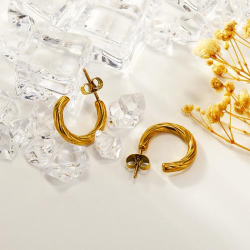 Titanium Staal Earring, voor vrouw, goud, 14x16mm, Verkocht door pair