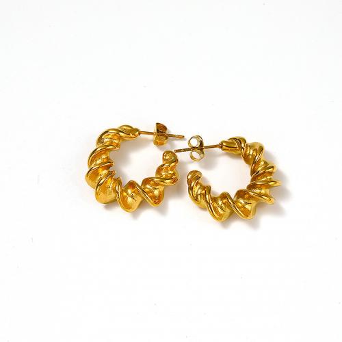 Titanium Staal Earring, voor vrouw, goud, 22x22mm, Verkocht door pair