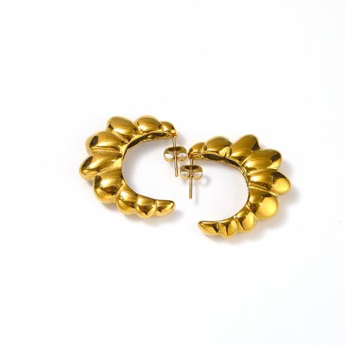 Titanium Staal Earring, voor vrouw, goud, 27x28mm, Verkocht door pair