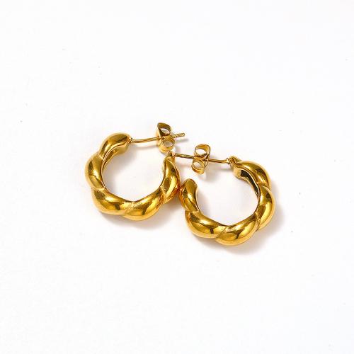Titanium Steel  Earring, Vacuum Ion Plating, for woman, gold, 20x21mm, Sold By Pair