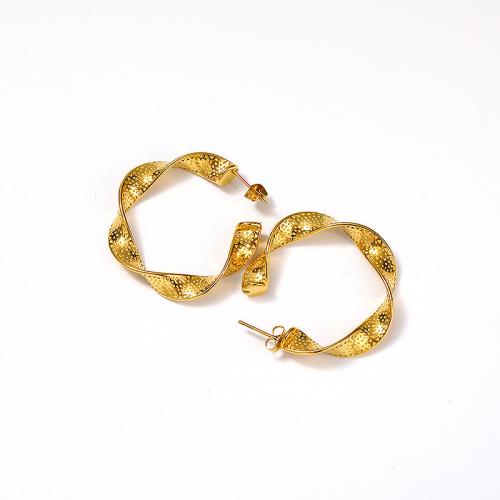 Titanium Steel  Earring, Vacuum Ion Plating, for woman, gold, 38x38mm, Sold By Pair