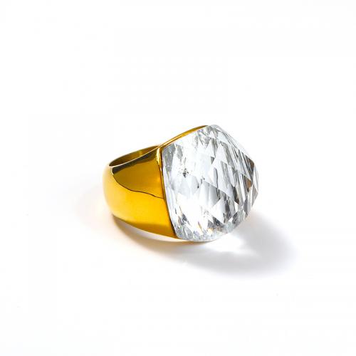 Titanium Steel Finger Ring Vacuum Ion Plating & micro pave cubic zirconia & for woman Sold By PC