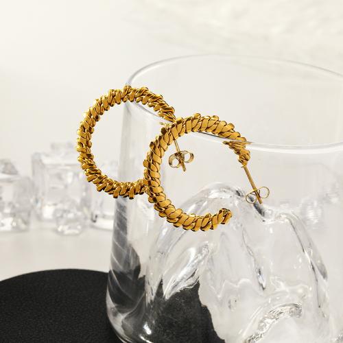 Titanium Staal Earring, voor vrouw, gouden, 29x29mm, Verkocht door pair