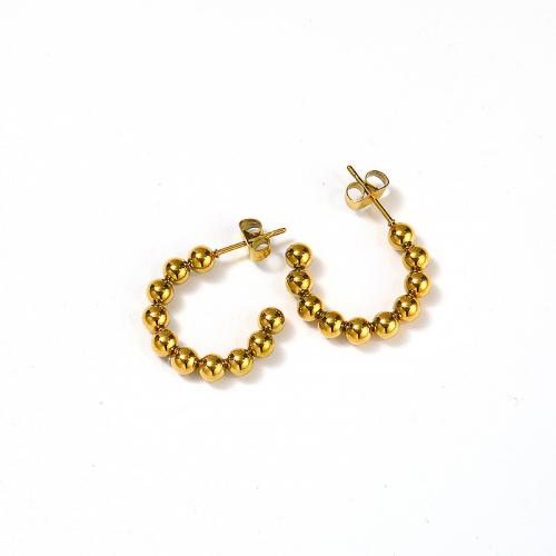 Titanium Staal Earring, voor vrouw, gouden, 20x20mm, Verkocht door pair