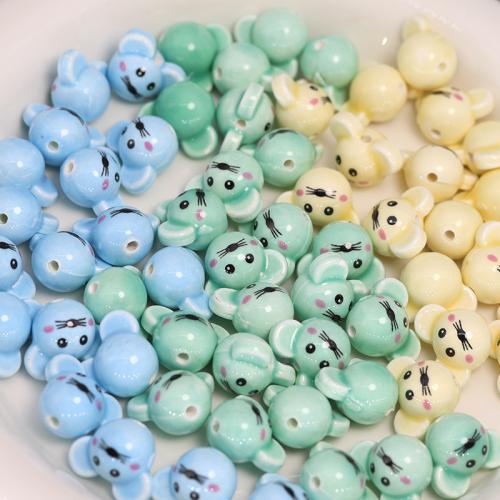 Spacer Beads Jewelry, Porcelain, Mouse, DIY, more colors for choice, 12x15mm, Approx 100PCs/Bag, Sold By Bag