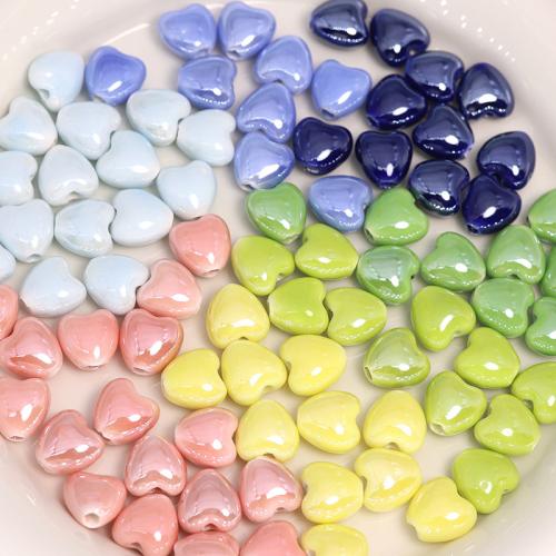 Perles d'espacement Bijoux, porcelaine, coeur, DIY, plus de couleurs à choisir, 10mm, Environ 100PC/sac, Vendu par sac