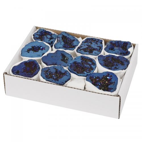 Fashion Decoration, Brazil Agate, with paper box, Nuggets, druzy style, blue, Length about 40-60mm, Sold By Box