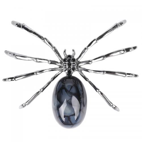 Fashion Decoration Agate with Zinc Alloy Spider silver color plated for home and office & random style & with rhinestone mixed colors Sold By PC