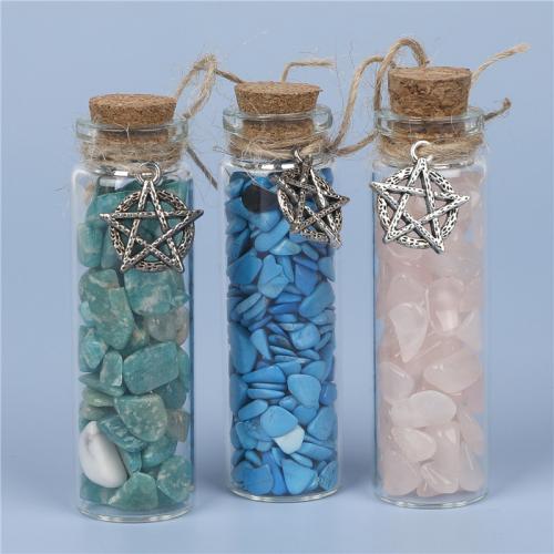 Fashion Decoration, Natural Stone, with wood cap & Glass Bottle & Tibetan Style, Bottle, silver color plated, for home and office & different materials for choice, more colors for choice, 20x75mm, Sold By PC