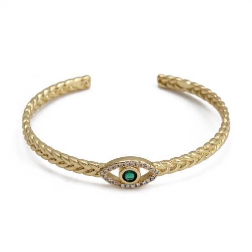 Evil Eye Jewelry Bracelet Brass gold color plated fashion jewelry & Unisex & micro pave cubic zirconia mixed colors nickel lead & cadmium free Inner Approx 56mm Sold By PC