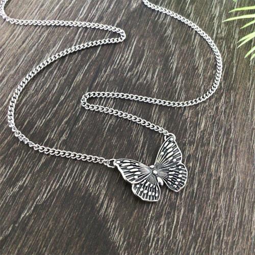 Titanium Steel Necklace, stannum, with Titanium Steel, Butterfly, fashion jewelry & Unisex, Length:Approx 23.62 Inch, Sold By PC