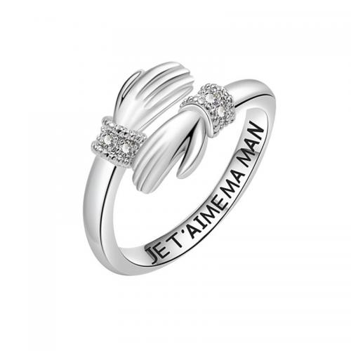 Kubisk Circonia Micro bane messing Ring, platineret, mode smykker & Micro Pave cubic zirconia & for kvinde, nikkel, bly & cadmium fri, Solgt af PC