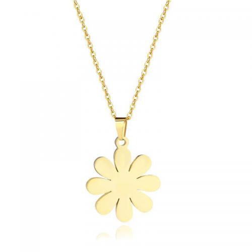 Stainless Steel Jewelry Necklace 304 Stainless Steel with 1.97inch extender chain petals polished fashion jewelry & for woman golden Sold Per Approx 17.72 Inch Strand