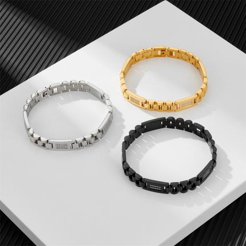 Couple Bracelet and Bangle, 316L Stainless Steel, fashion jewelry & Unisex & with rhinestone, more colors for choice, 10mm, Length:Approx 8.27 Inch, Sold By PC