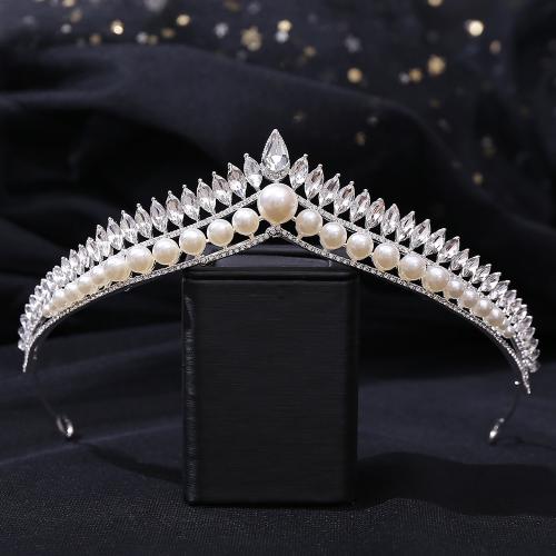 Bridal Tiaras, Tibetan Style, with Plastic Pearl, fashion jewelry & for woman & with rhinestone, more colors for choice, nickel, lead & cadmium free, Inner Diameter:Approx 155mm, Sold By PC
