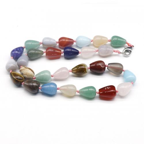 Natural Gemstone Necklace, Natural Stone, Teardrop, fashion jewelry & different materials for choice & Unisex, more colors for choice, nickel, lead & cadmium free, beads:10x13mm, Length:Approx 48-50 cm, Sold By PC