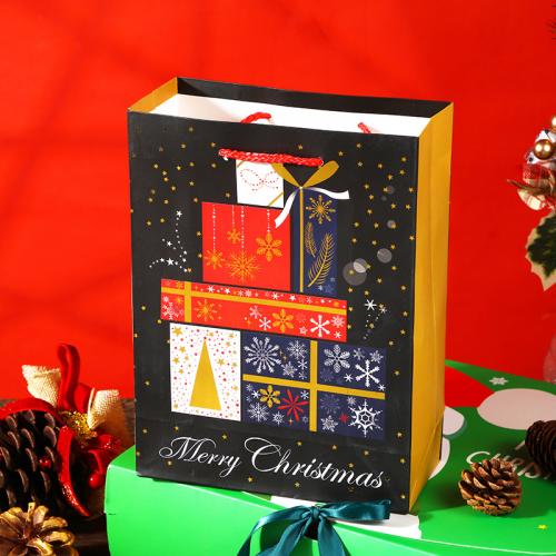 Sac cadeau cadeau de Noël, papier, avec cordon de polyester, Conception de Noël & normes différentes pour le choix, couleurs mélangées, 12PC/lot, Vendu par lot