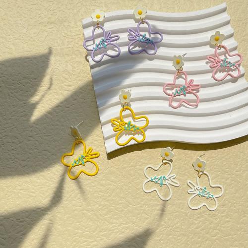 Zinc Alloy Drop Earrings Butterfly painted fashion jewelry nickel lead & cadmium free Sold By Pair